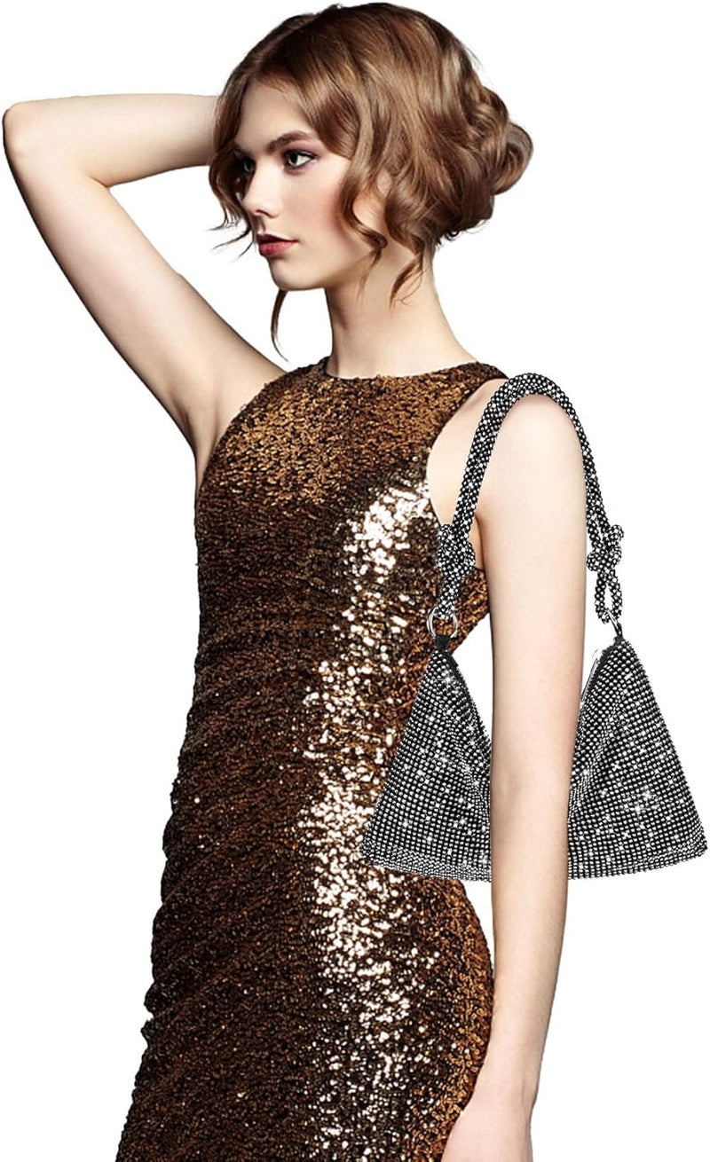 NEWROGENG Rhinestone Purse Sparkly Evening bag Silver Clutch Purses for Women Evening, Cross Body Handbags for Party Prom Club Wedding - Image 2